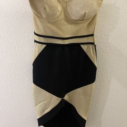 Gold And Black Going Out Dress