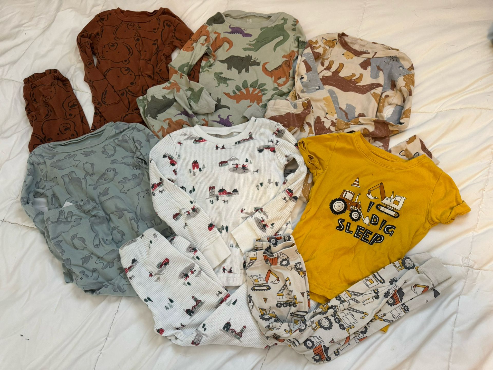 Lot of 6 Sets of Toddler Pajamas Shirts & Pants Size 4T