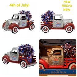 USA American July 4th Led Lit Vintage Style Truck $15 NEW