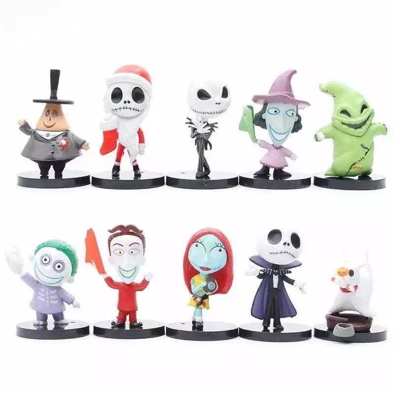 Nightmare Before Christmas 10pc Set Oogie Boogie Jack Skellington Sally Mini  Figurines