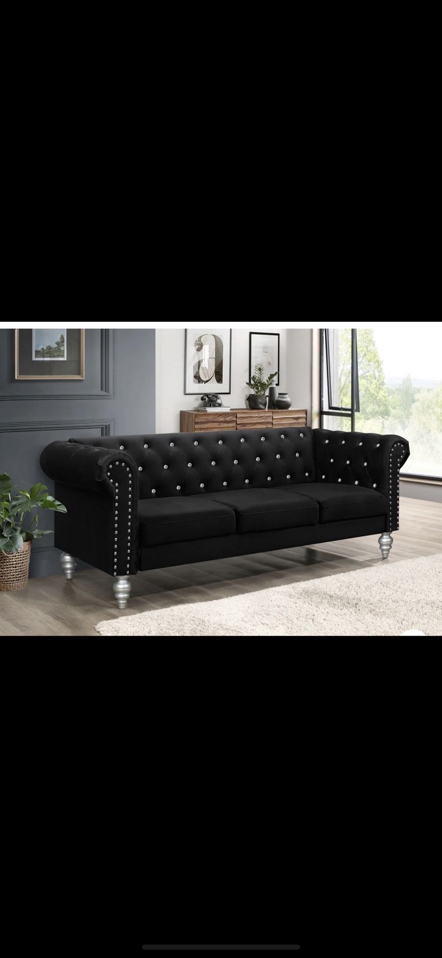 Black Luxury Rhinestone Sofa
