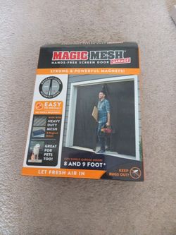 2 Magic Mesh Hands-Free Garage Screen Door – Open Box