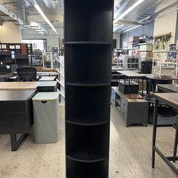 5-tier Wood Display Corner Bookcase 11.5"L x 11.5"D x 71"H - Black