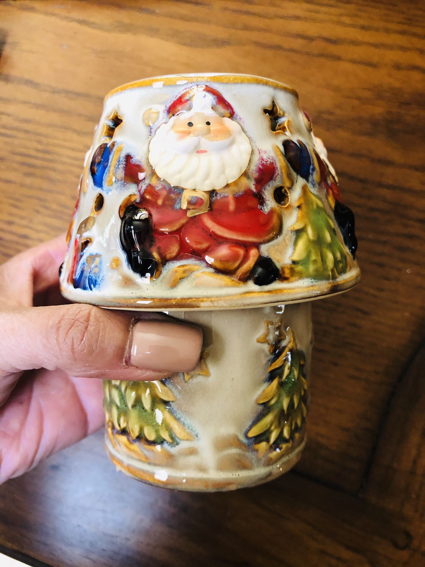 Santa ceramic tea light holder