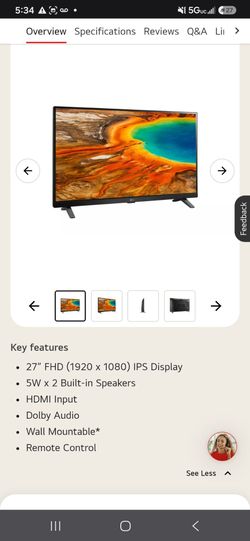 27 Inch LG HD TV Television with remote