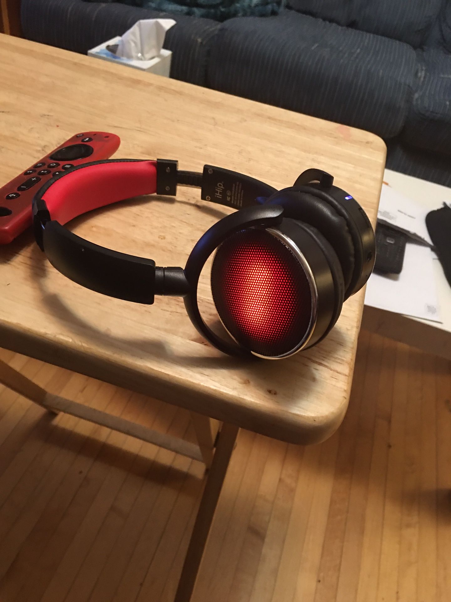 Black red bluetooth headphones