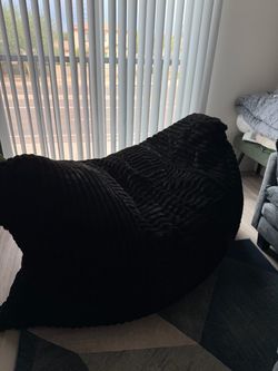 Large Black Faux Fur Bean Bag Chair