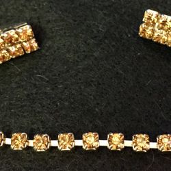 Vintage 1950s Sweater Guard Collar Clips Sparkly Golden Prong Set  Rhinestones