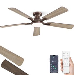 ✨ ZMISHIBO 52” Ceiling Fan with Light – Brown Flush Mount (New)