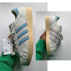 Adidas Superstar 82 multicolor Crystal White Blue Green men’s sz 12.5 NEW NO BOX