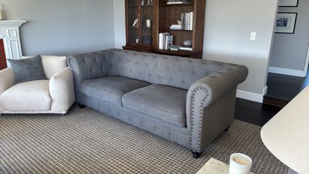 Dark Gray Tufted 89” Sofa $99 OBO