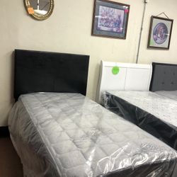 New Twin Size Bed Frame With New Mattress And Boxspring Included 