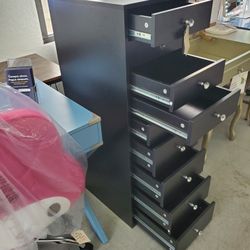 New Black 9 Drawer Make Up Vanity Dresser With Amooth Glides