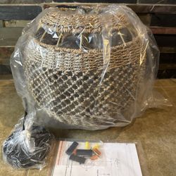 Rattan Pendant Light 13.78" Boho Wicker Seagrass Pendant Light 2-Light Hand New