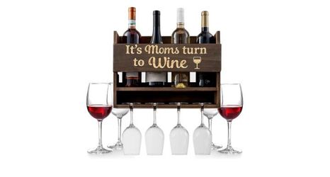 Wall Mounted Wine Rack -  For Mom It's Moms Turn to Wine, are Funny Mom Gifts, Make Great Birthday Gifts for Mom