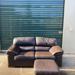 Genuine Leather Couch And Ottoman FREE DELIVERY 🚚 