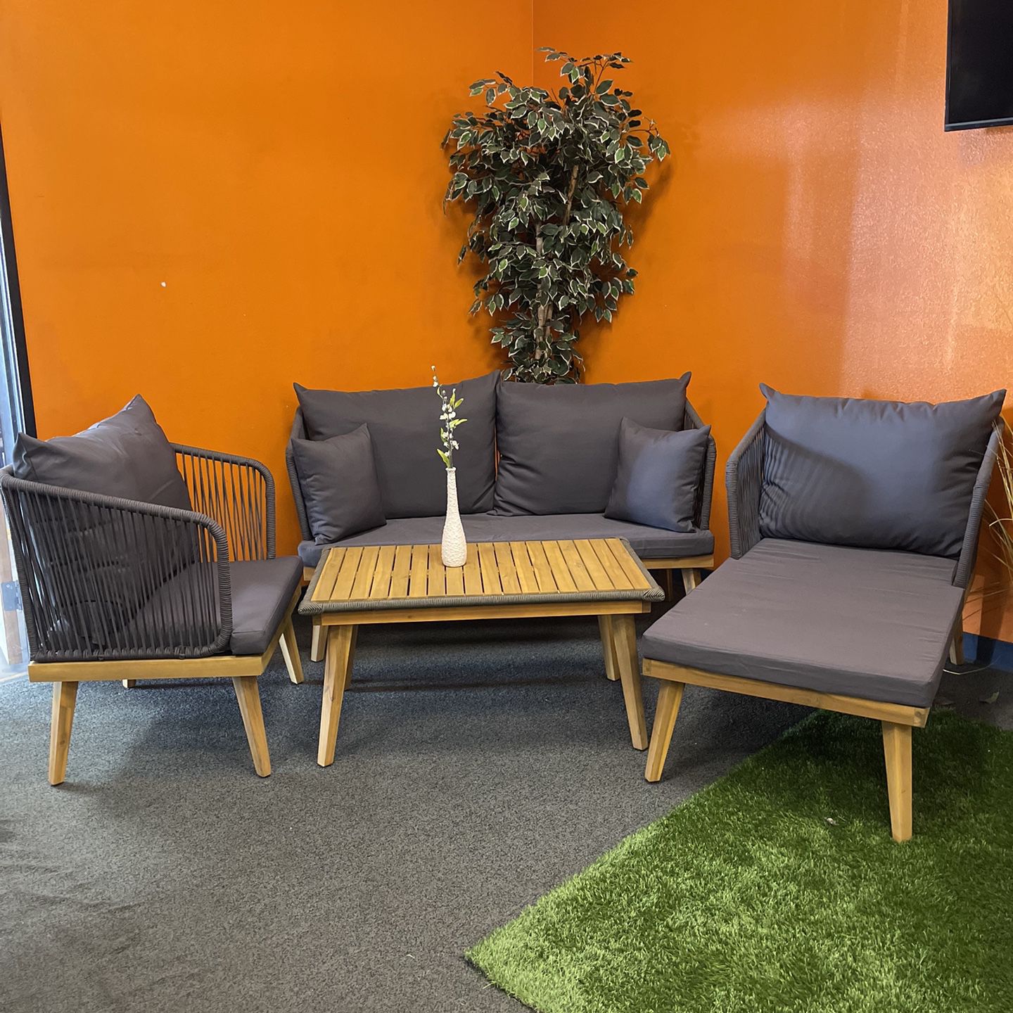 Outdoor Furniture, Wooden Patio Conversation Set