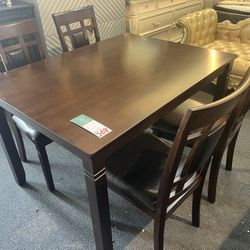48”brown Five-piece dining table and chair set，$268