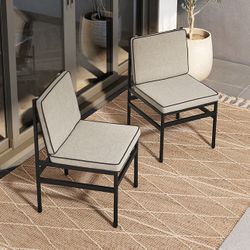 Outdoor Patio Bistro Chairs – Beige Cushions