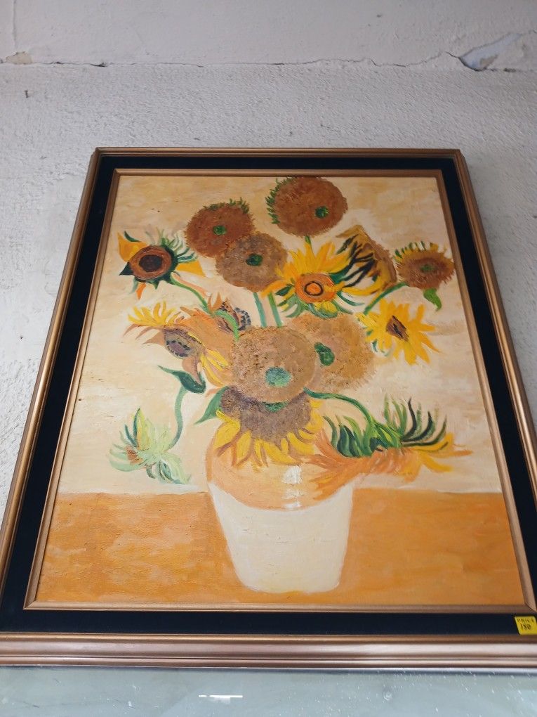 Hand Painted Oil Painting, Van Gogh Fourteen Sunflowers 36x29