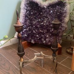 Antique Brass Andirons Set