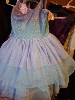 Little Girl dress Purple and blue shimmering ruffles