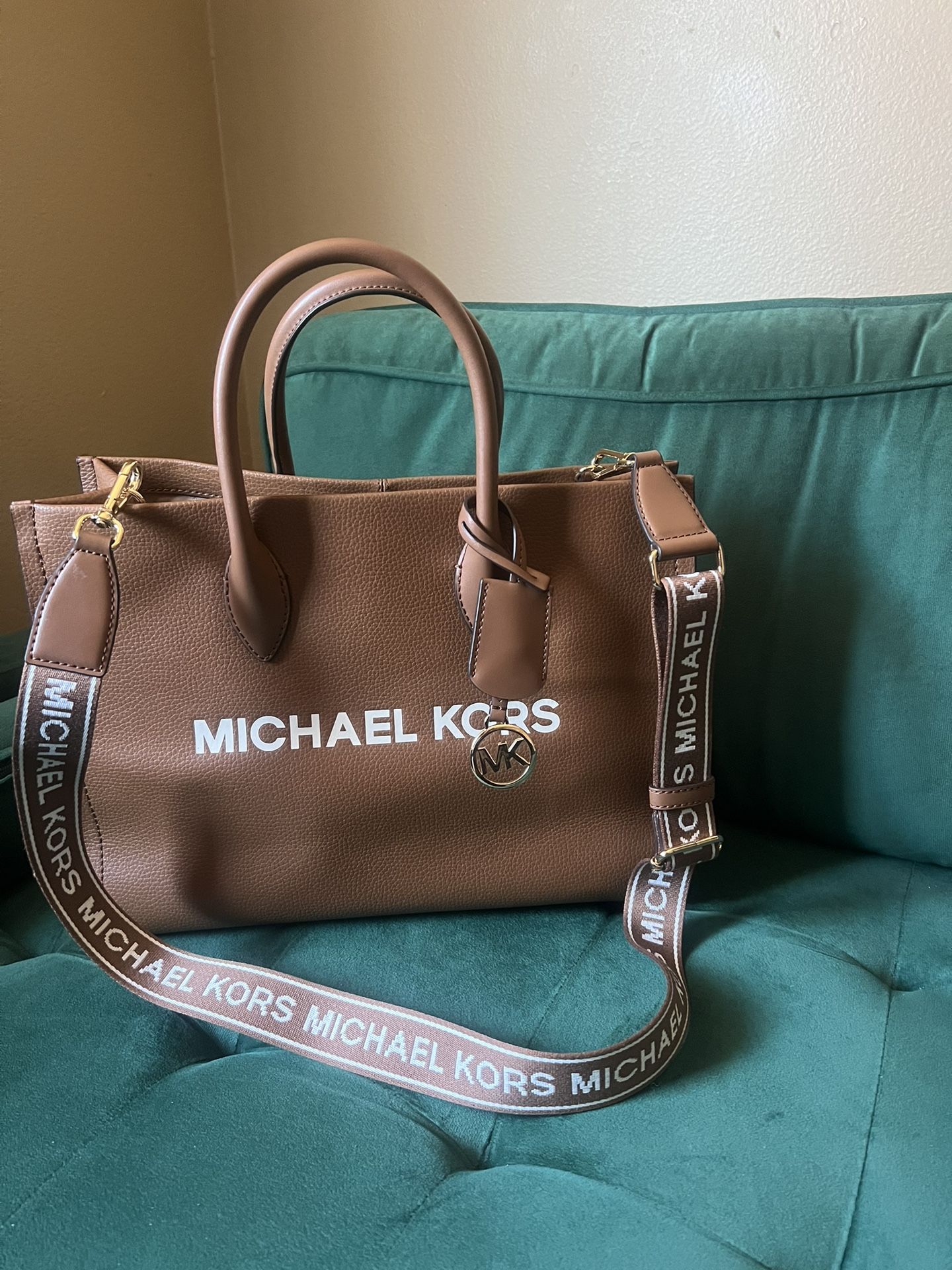 Michael Kors Medium Mirella Tote In Cognac Brown