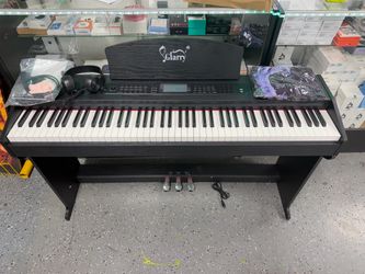 GLARRY Digital Piano 88 Keys Heavy Hammer Keyboard, with Large LCD Display and Headphone, Triple Pedals, Beginner Friendly, Supports MIDI Connect, Cla