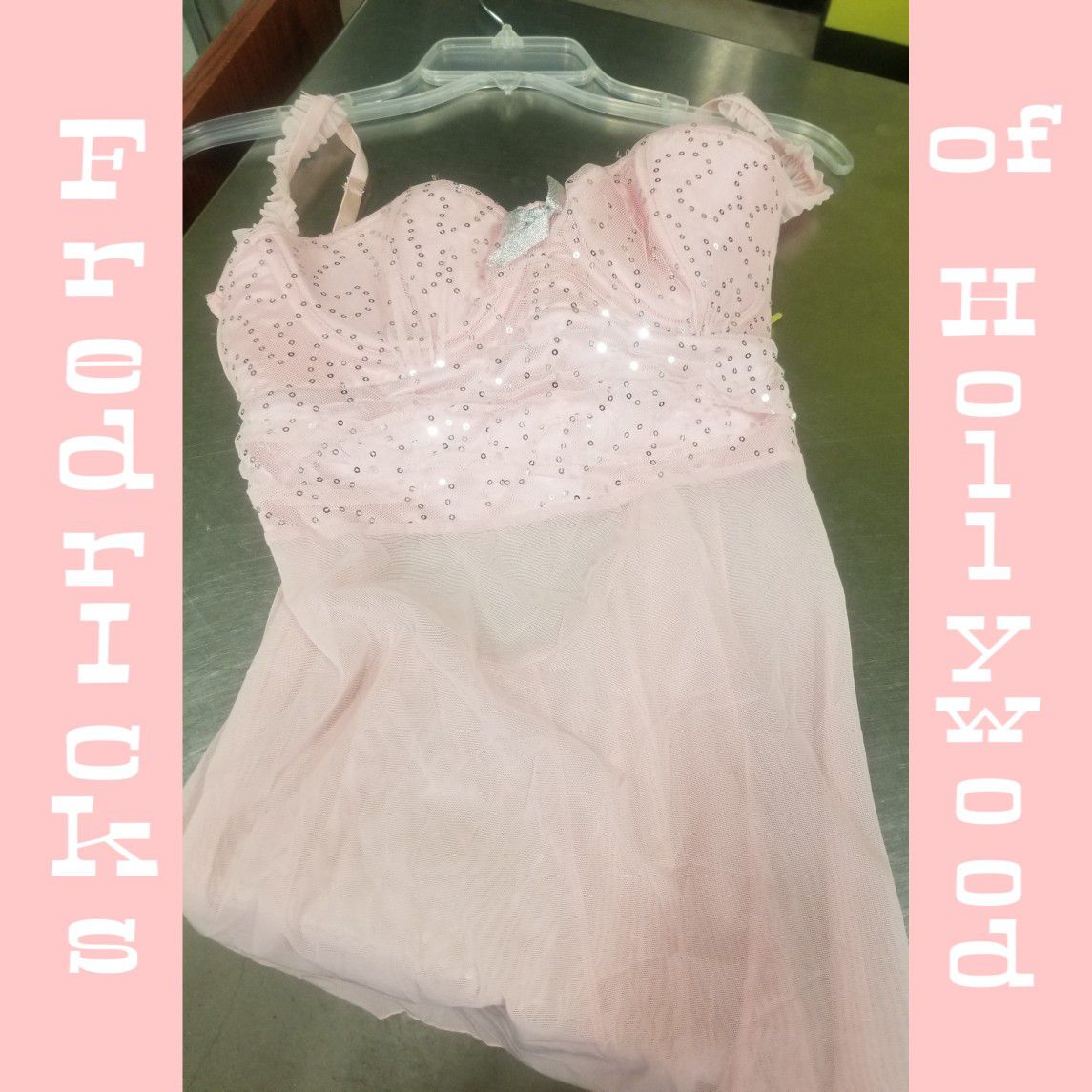 Fredrick of Holiday med pink bling and sheer nighty