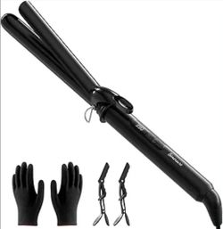 Curling Iron 1 Inch, Long Barrel Ceramic Hair Wand, Fast Heating Hair Curler with 12 Heat Settings with LED Display, Hair Curling Wand Styling and Las