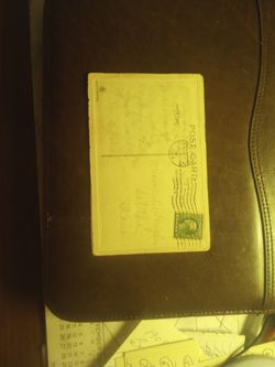 One Cent Green George Washington Stamp On A Vintage Post Card.