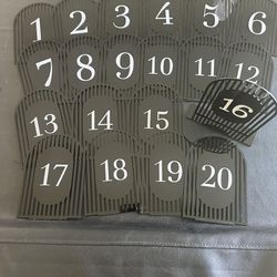 Black and White Table Numbers 1-20