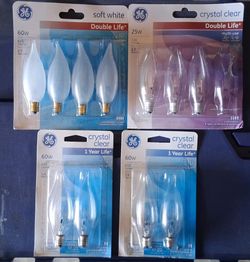 12 GE Decorative Candelabra Light Bulbs – NOS – 25W & 60W – Unopened