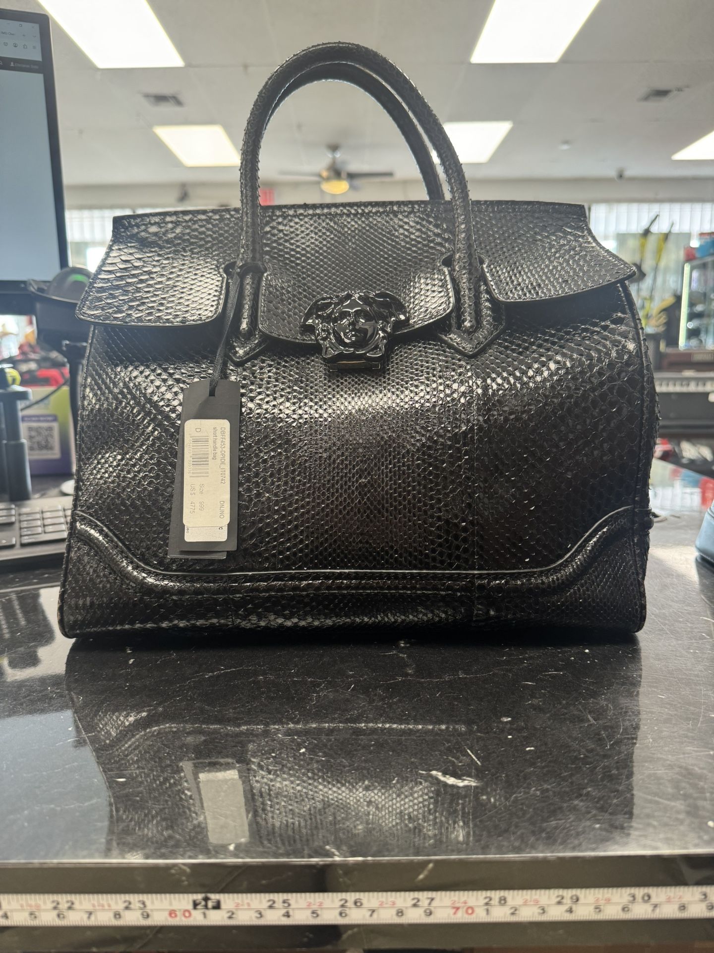 Versace Python Snakeskin Leather Empire Palazzo Tote
