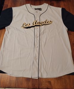 Starter ASPHALT LEGENDS Los Angeles Men's Large Jersey Gray Blue Gold Baseball 27