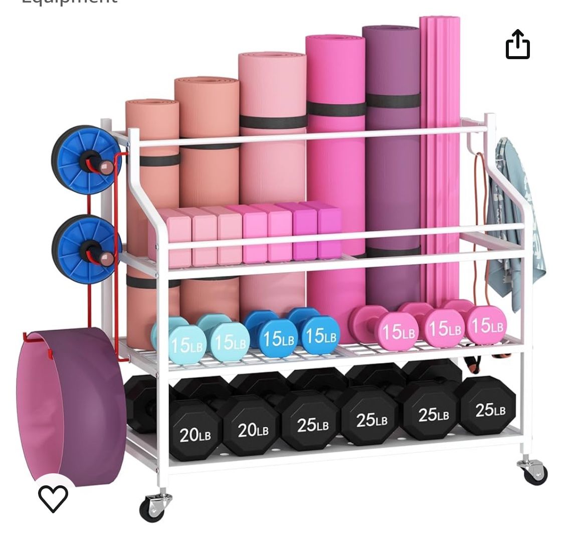 Large Capacity Organizer Storage Cart for Home Exercise Equipment