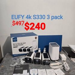eufy Security eufyCam 3-Cam Kit, Security Camera Outdoor Wireless, 4K Camera with Integrated Solar Panel, Forever Power, Face Recognition Al, Expandab