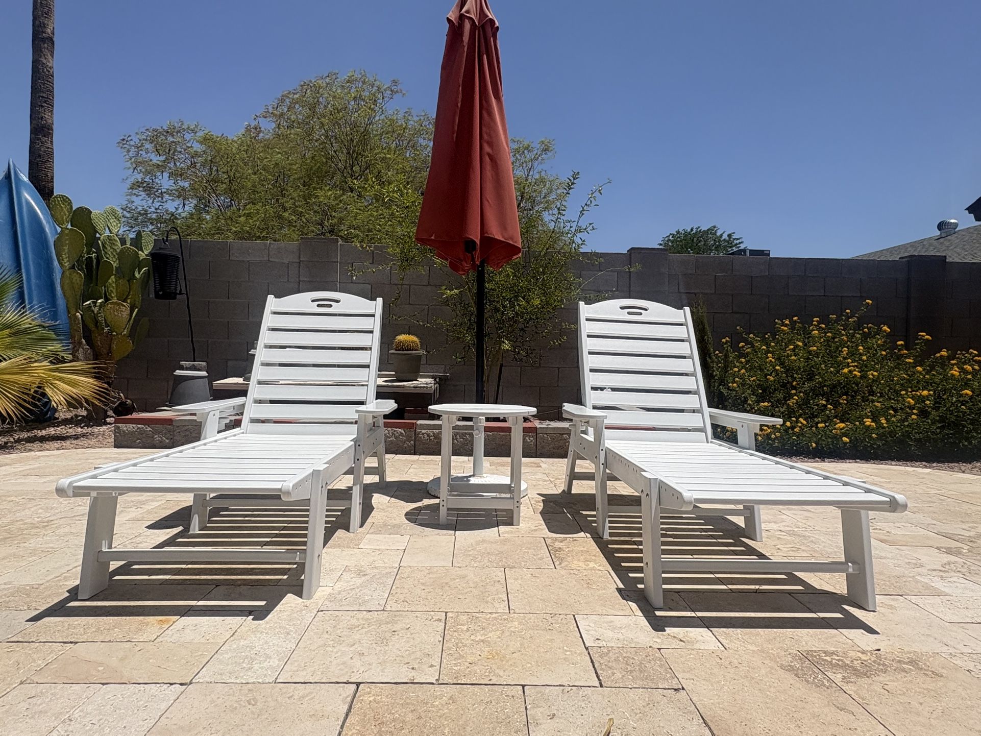 Chaise Lounge Chairs and Table