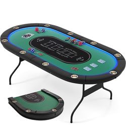 Foldable Poker Table with LED Lights
