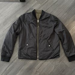 All Saints Bassett Reversible Jacket Mens Bomber Size XL Military Green Quilted