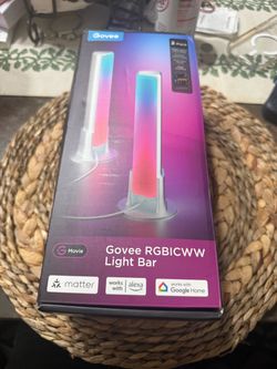 Govee Smart Light Bar, RGBICWW TV Lights for Living Room, Gaming, Silver Compatible with SmartThings, Matter, Alexa, LED Light Bar with Scene and Musi