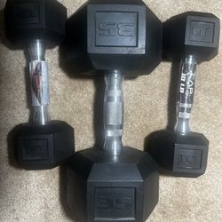 Dumbbells (Two 10lb and One 35lb)