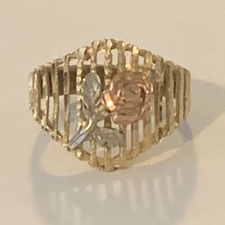 14k Gold Rose Gold Flower Ring Size 7.5 3.5g Thumbnail