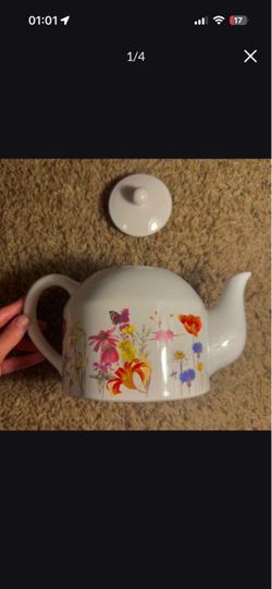 Vintage 1997 Marjolein Bastin Wildflower Ceramic Teapot