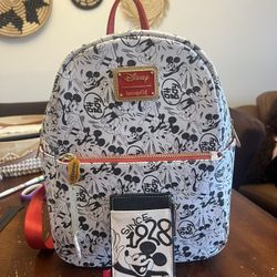Loungefly Disney Mickey Mouse Since 1928 Mini Backpack & Card Holder