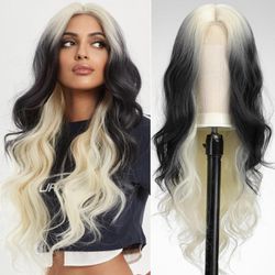 Lace front ombre blonde middle part wig