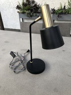 Black And Gold Desk Lamp W USB Port