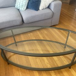 Oval Glass Coffee Table With Tempered Glass