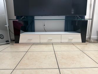 TV Stand with Glass Shelf and Drawers