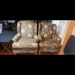 High Back Wide Seat Set Of Sunflower Pattern Chairs 